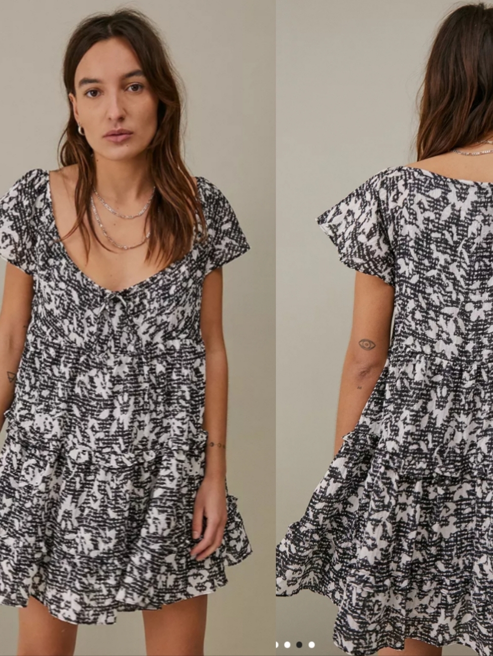 Urban Outfitters Bea Gingham Flowey Floral Print Mini Dress Size M